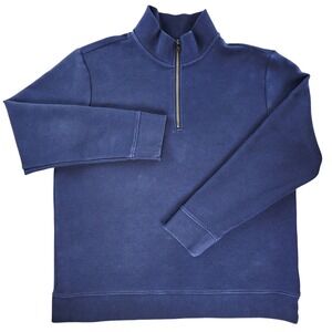 Banana Republic Pullover Mens XXL Navy Blue Quarter-Zip Ribbed Cotton Blend